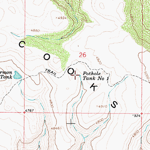 Topographic Map of Pothole Tank Number One, AZ