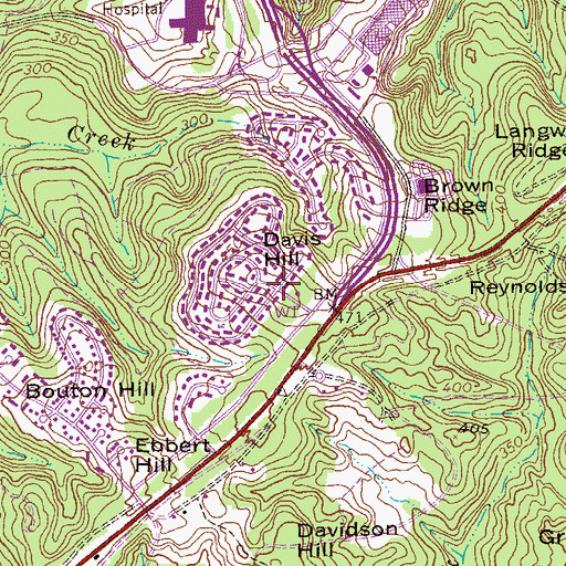 Topographic Map of Davis Hill, GA