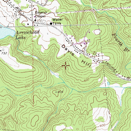 Topographic Map of Davis Hill, GA