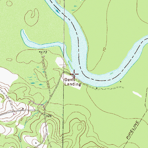 Topographic Map of Davis Landing, GA