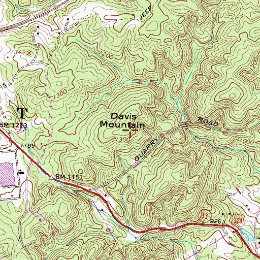 Topographic Map of Davis Mountain, GA