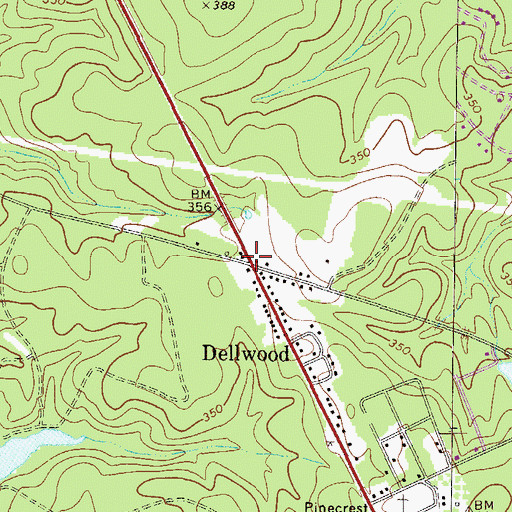 Topographic Map of Dellwood, GA