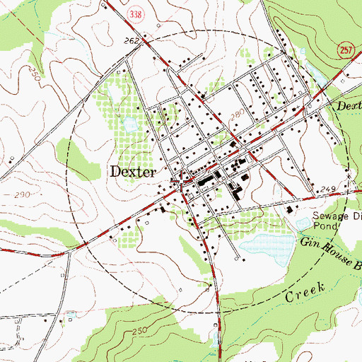 Topographic Map of Dexter, GA