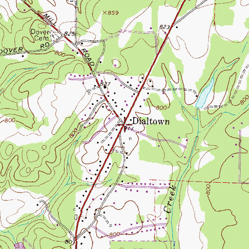 Topographic Map of Dialtown, GA