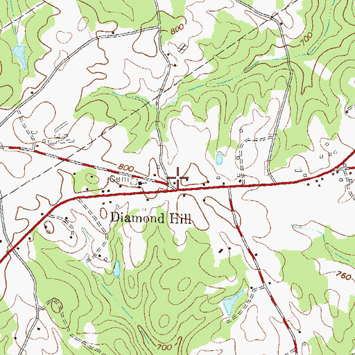 Topographic Map of Diamond Hill, GA