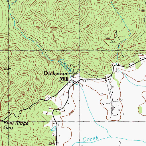 Topographic Map of Dickerson Mill, GA