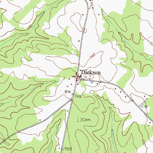 Topographic Map of Dickson, GA