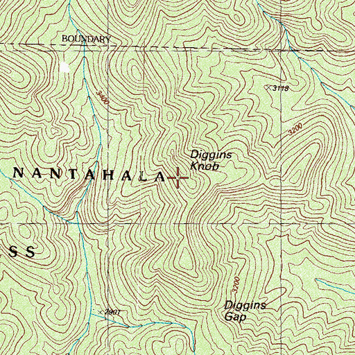 Topographic Map of Diggins Knob, GA