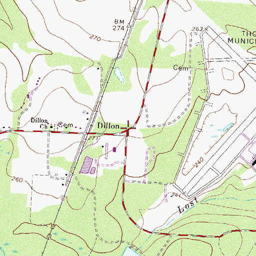 Topographic Map of Dillon, GA