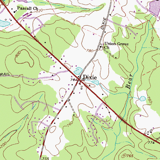 Topographic Map of Dixie, GA