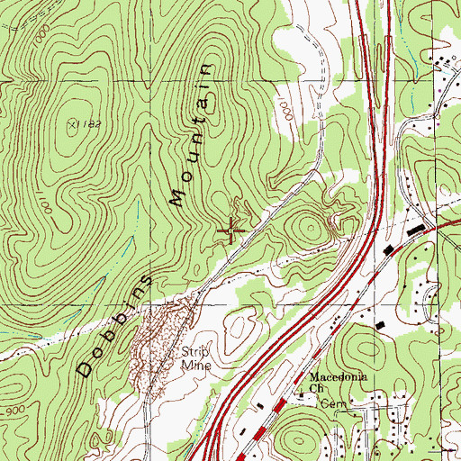 Topographic Map of Dobbins Mountain, GA