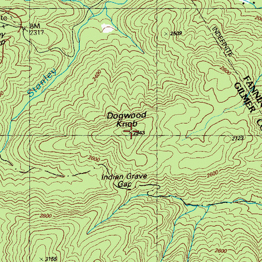 Topographic Map of Dogwood Knob, GA