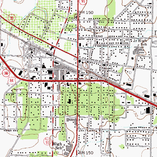 Topographic Map of Donalsonville, GA