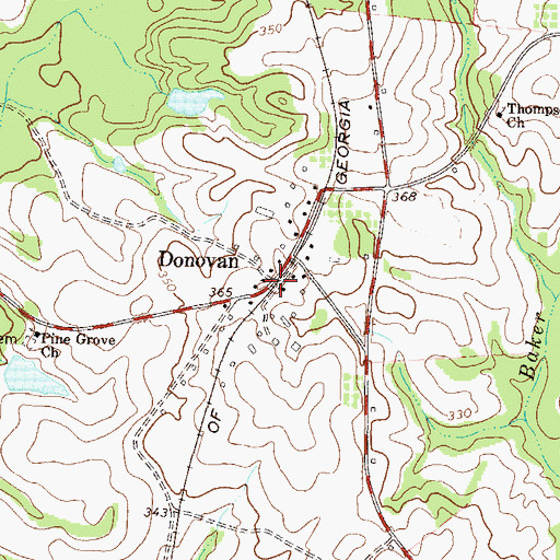 Topographic Map of Donovan, GA