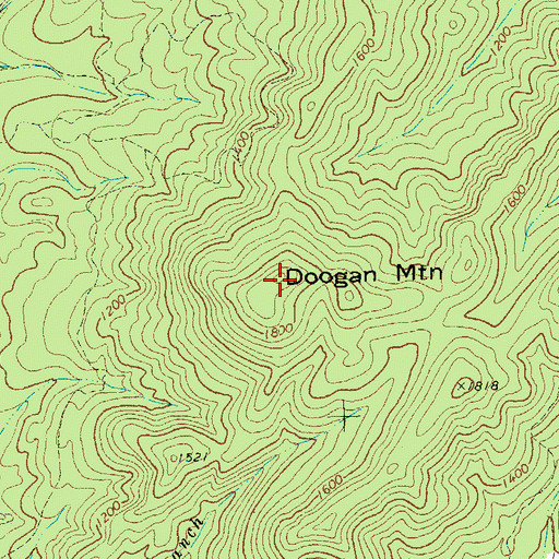 Topographic Map of Doogan Mountain, GA
