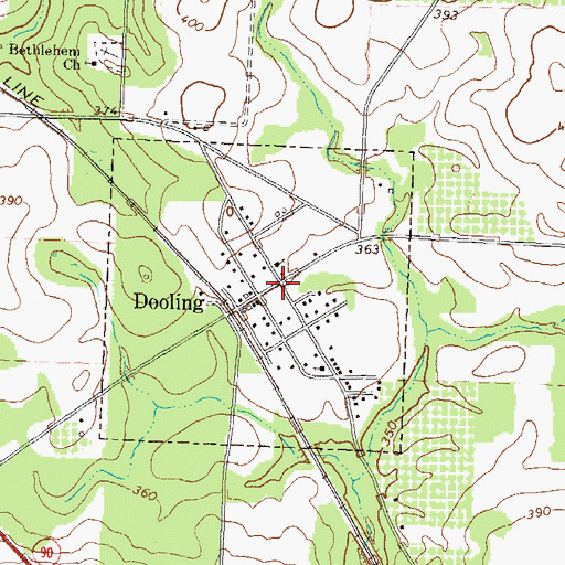 Topographic Map of Dooling, GA