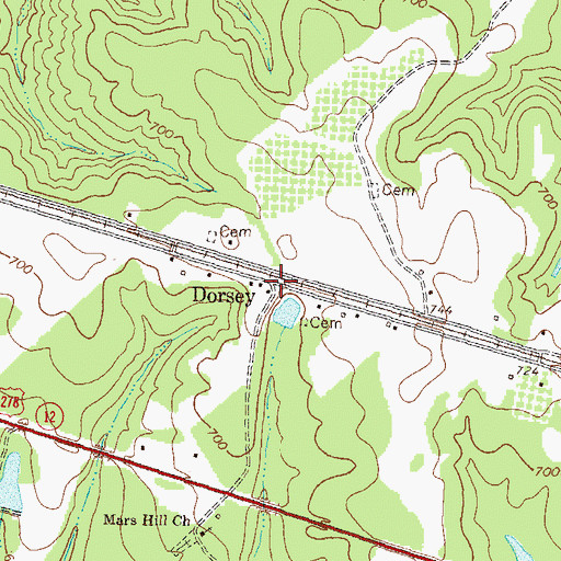 Topographic Map of Dorsey, GA