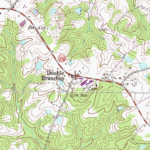 Topographic Map of Double Branches, GA