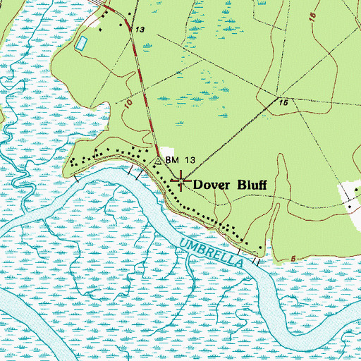 Topographic Map of Dover Bluff, GA