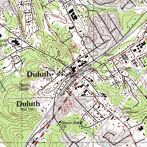 Topographic Map of Duluth, GA