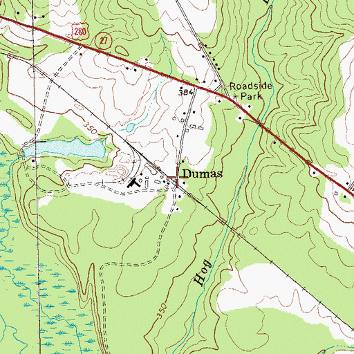 Topographic Map of Dumas, GA