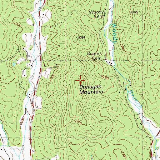 Topographic Map of Dunagan Mountain, GA
