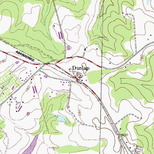 Topographic Map of Dunlap, GA