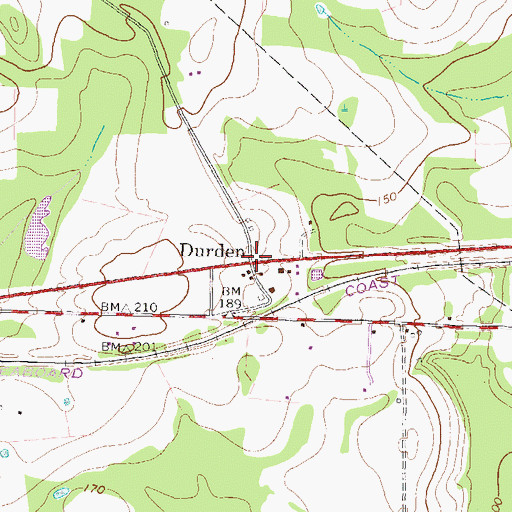 Topographic Map of Durden, GA