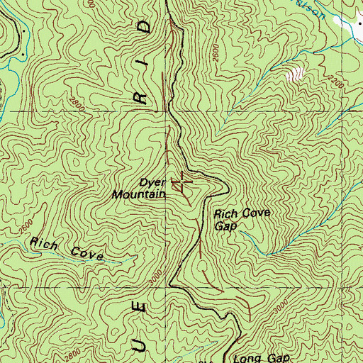 Topographic Map of Dyer Mountain, GA