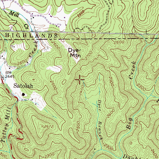 Topographic Map of Dyer Mountain, GA