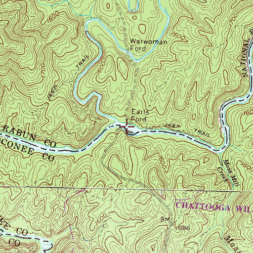 Topographic Map of Earls Ford, GA