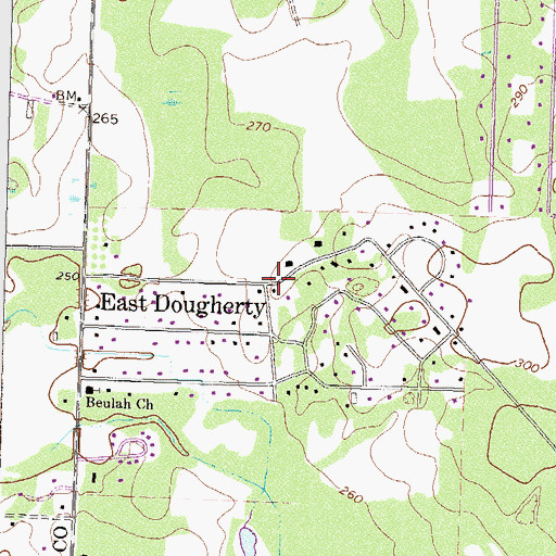 Topographic Map of East Dougherty, GA