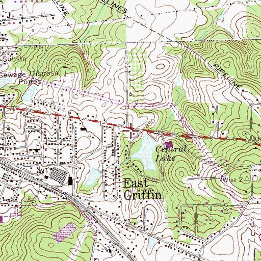 Topographic Map of East Griffin, GA