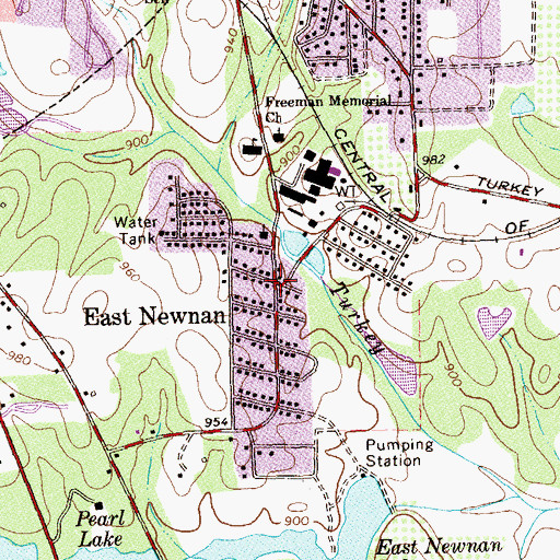 Topographic Map of East Newnan, GA