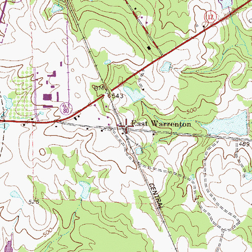 Topographic Map of East Warrenton, GA