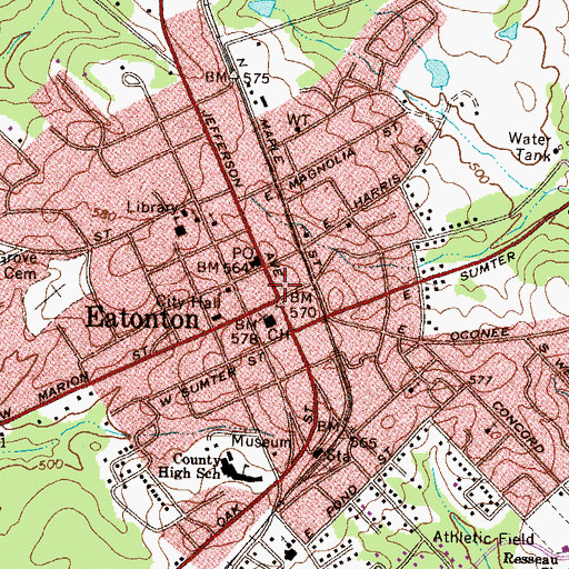 Topographic Map of Eatonton, GA