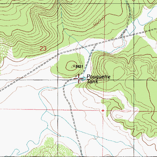 Topographic Map of Pouquette Tank, AZ