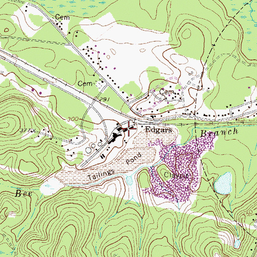 Topographic Map of Edgars, GA