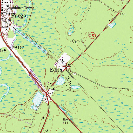 Topographic Map of Edith, GA