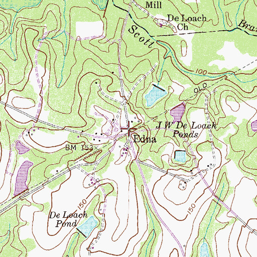 Topographic Map of Edna, GA