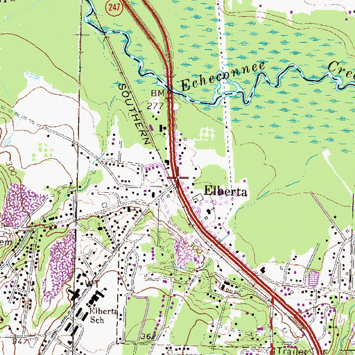 Topographic Map of Elberta, GA