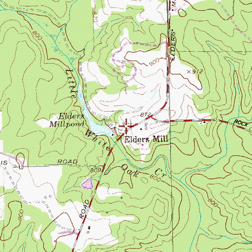 Topographic Map of Elders Mill, GA