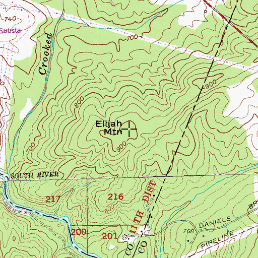 Topographic Map of Elijah Mountain, GA