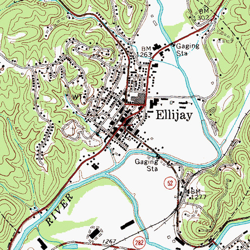 Topographic Map of Ellijay, GA