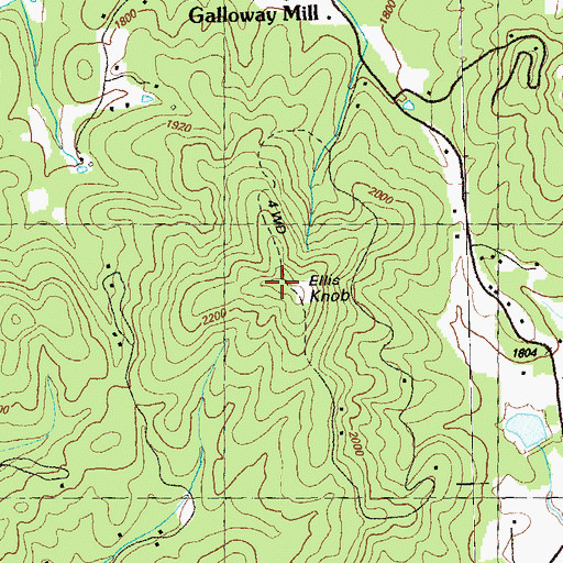 Topographic Map of Ellis Knob, GA