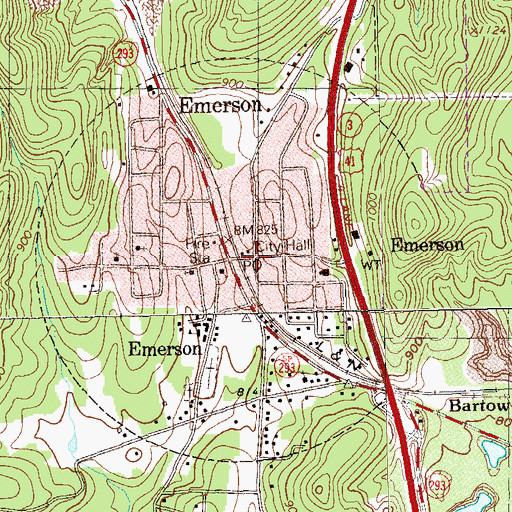 Topographic Map of Emerson, GA