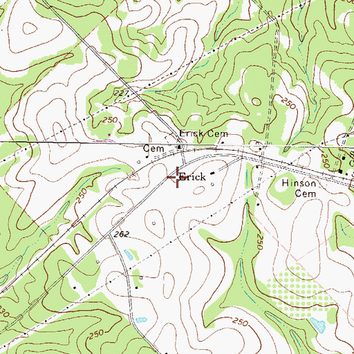 Topographic Map of Erick, GA