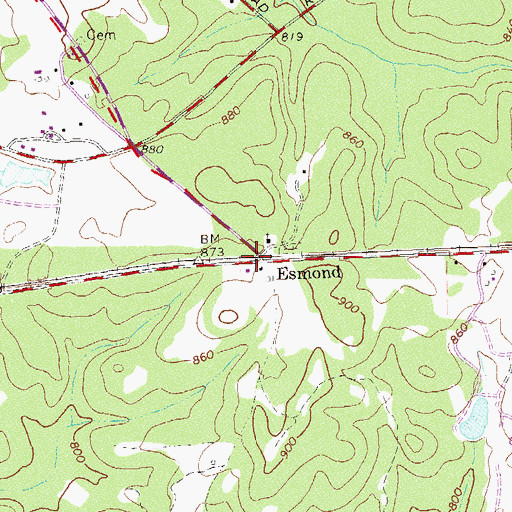 Topographic Map of Esmond, GA