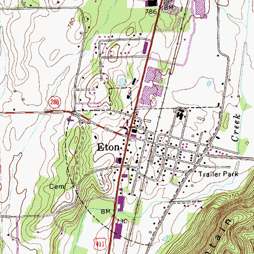 Topographic Map of Eton, GA