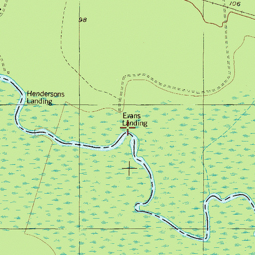 Topographic Map of Evans Landing, GA